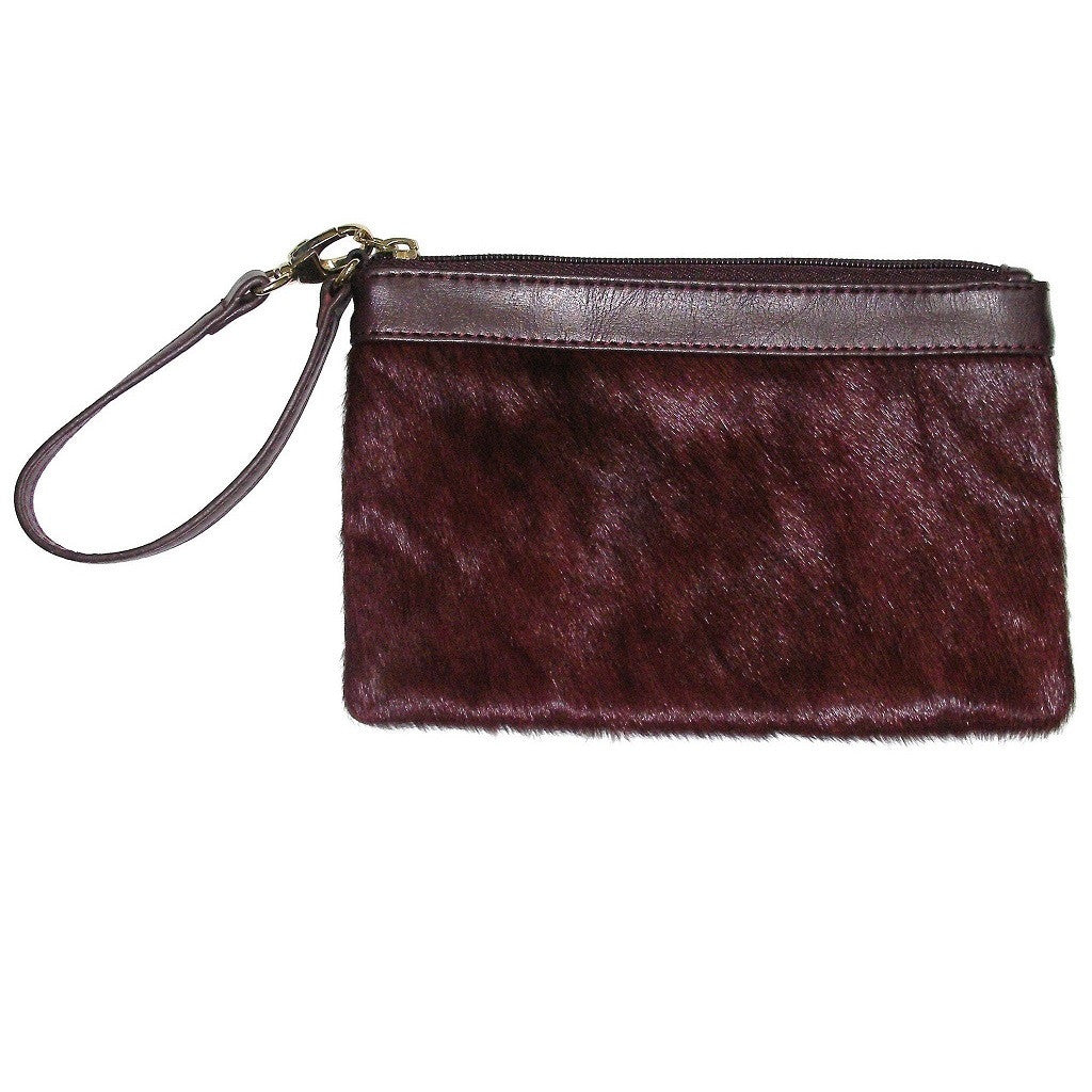 Aqua Madonna Calf Hair Leather Wristlet