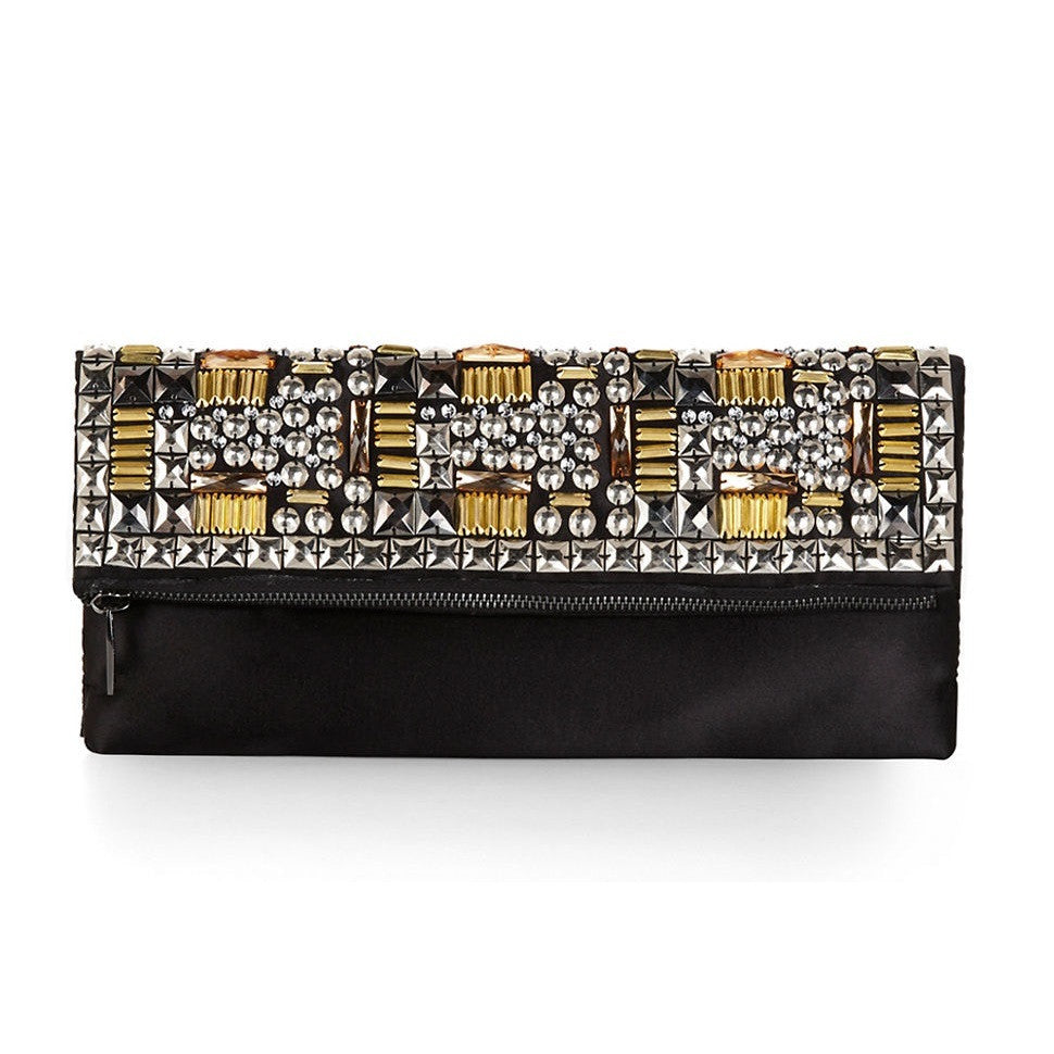 BCBGMAXAZRIA Studded Foldover Clutch Front