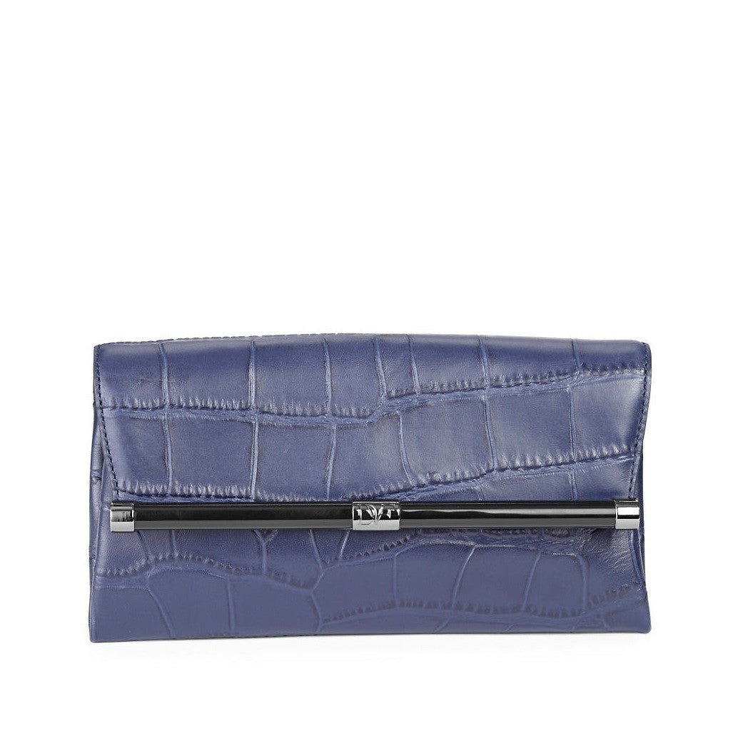 DIANE VON FURSTENBERG Embossed Leather Envelope Clutch - Front