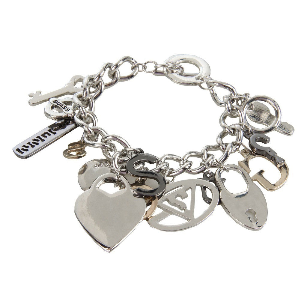 Guess Multi Hearts Rhinestone Logo Charm Bracelet Rear View