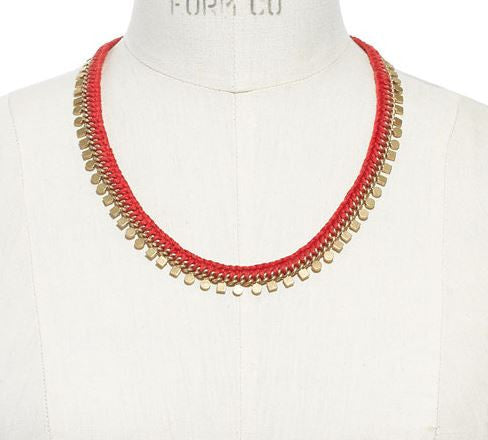Madewell Red Braided Geo Chain Necklace Rusted Clay