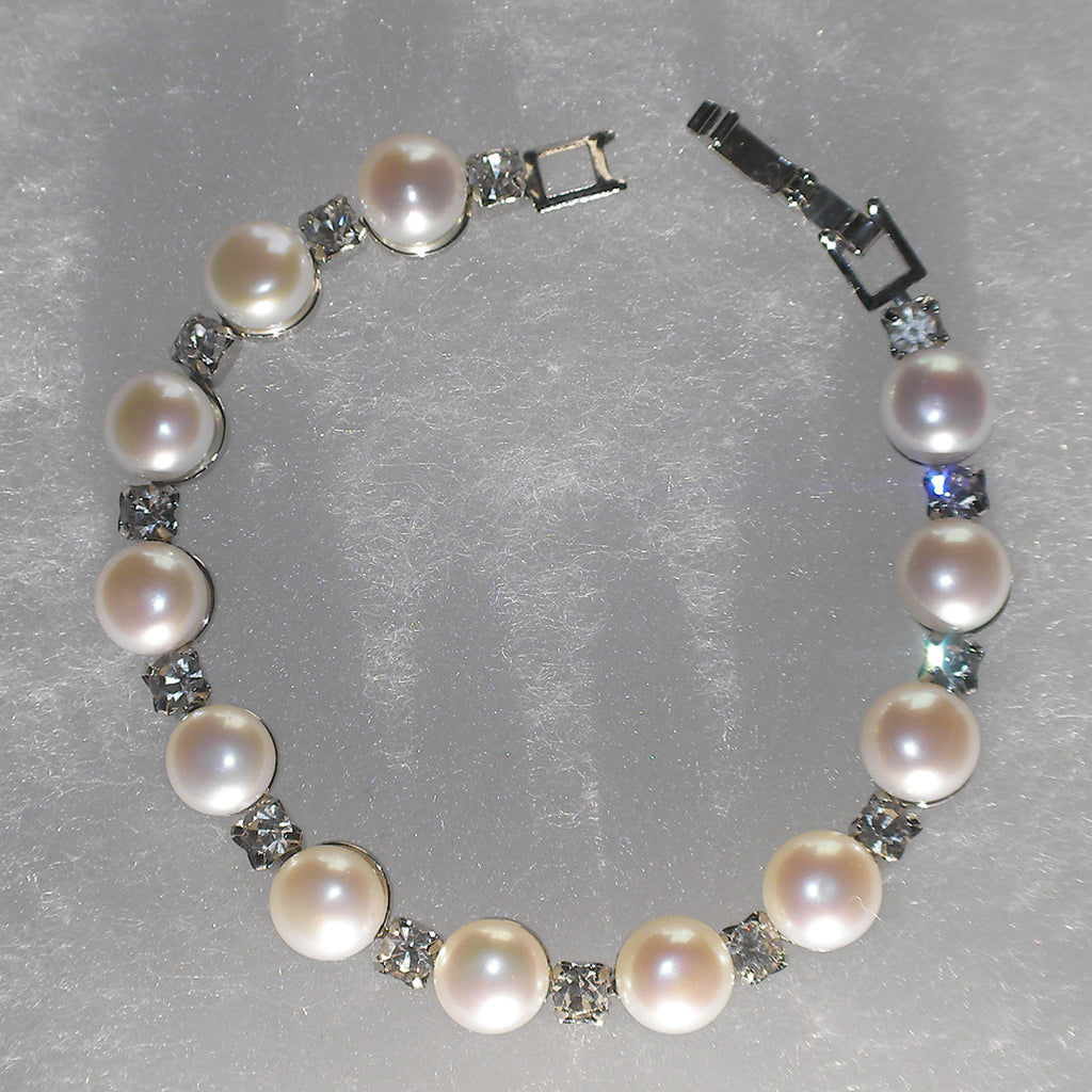 Pearl & Diamond Station Bracelet