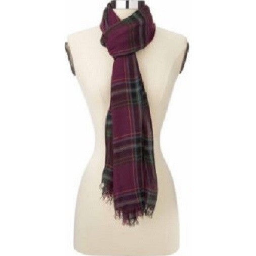 Lauen by Ralph Lauren Woven Plaid Scarf - Burgandy