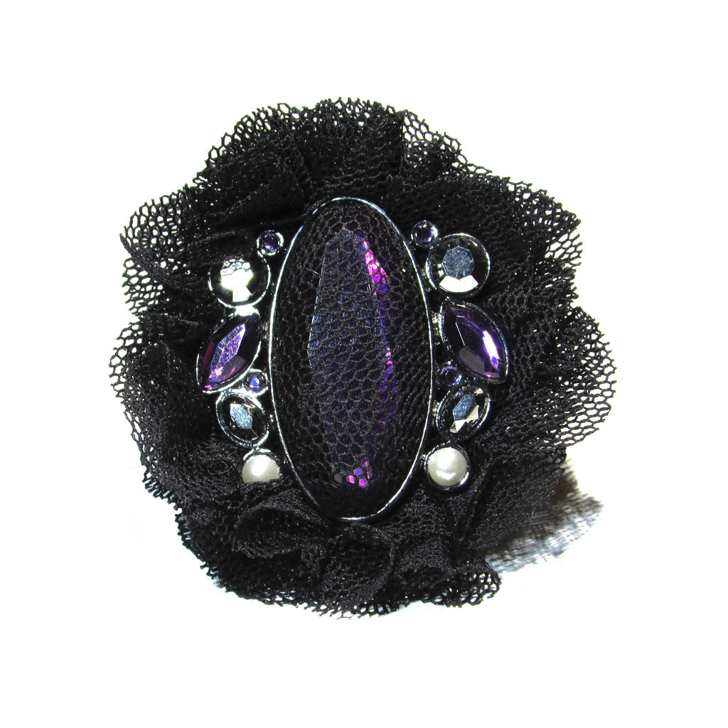 Rhinestones Pearls Fabric Ring