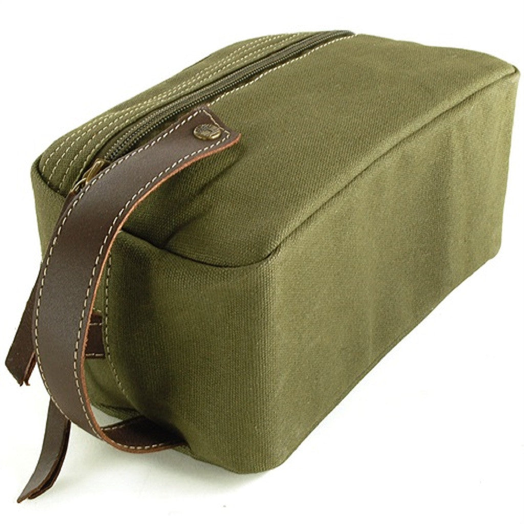 Timberland Olive Green Canvas Travel Kit Bottom View