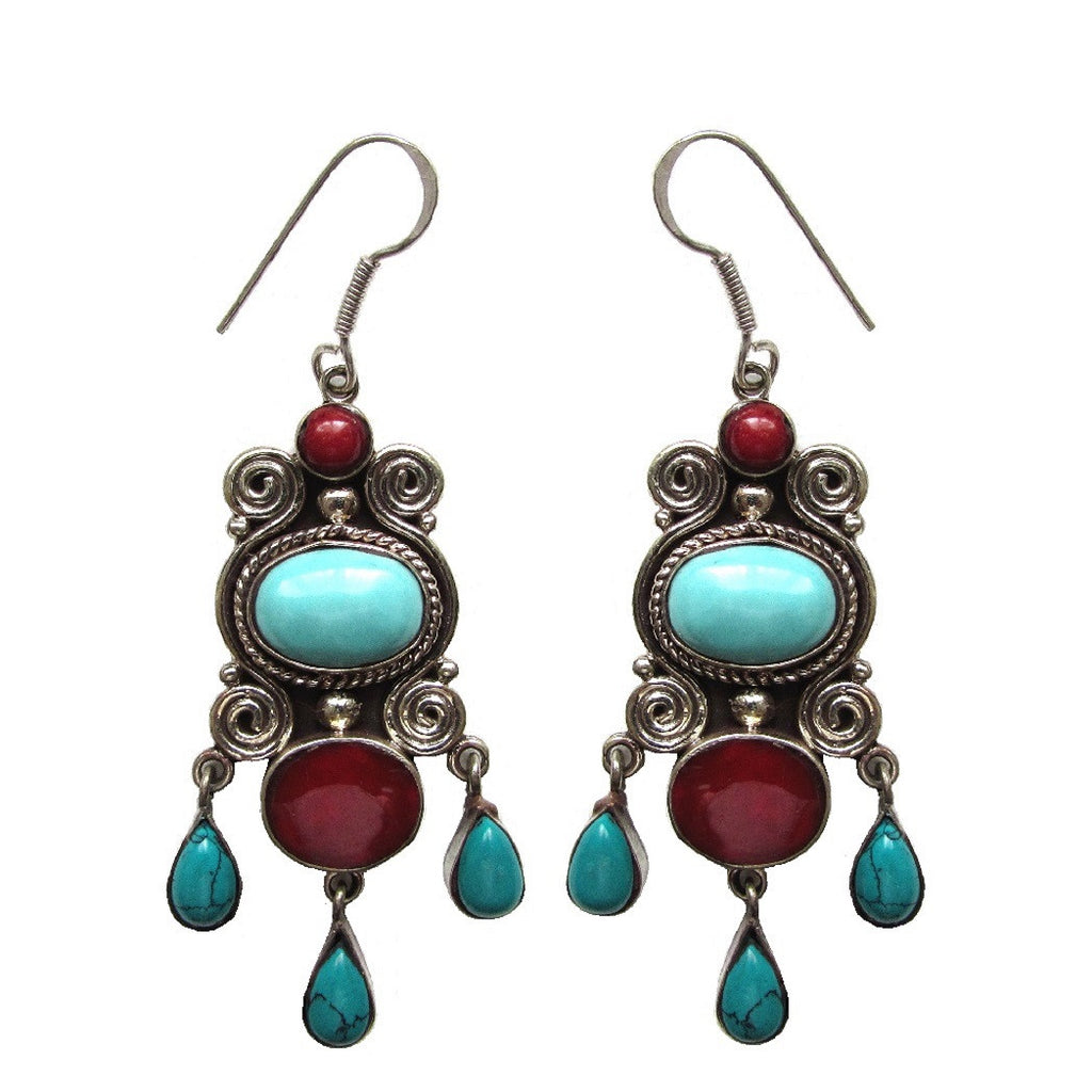 Turquoise Natural Stone Drop Earrings 'Zar'