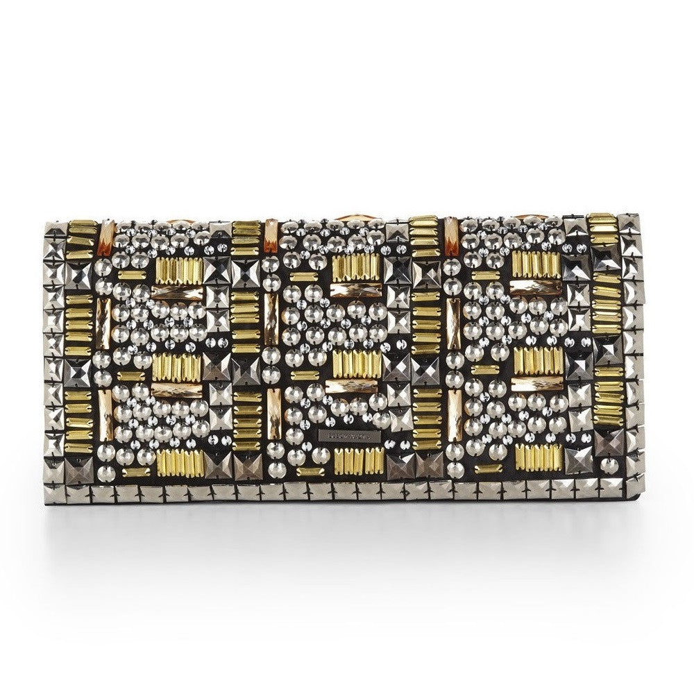 BCBGMAXAZRIA -Carina -Studded- Foldover- Clutch-Reverse 