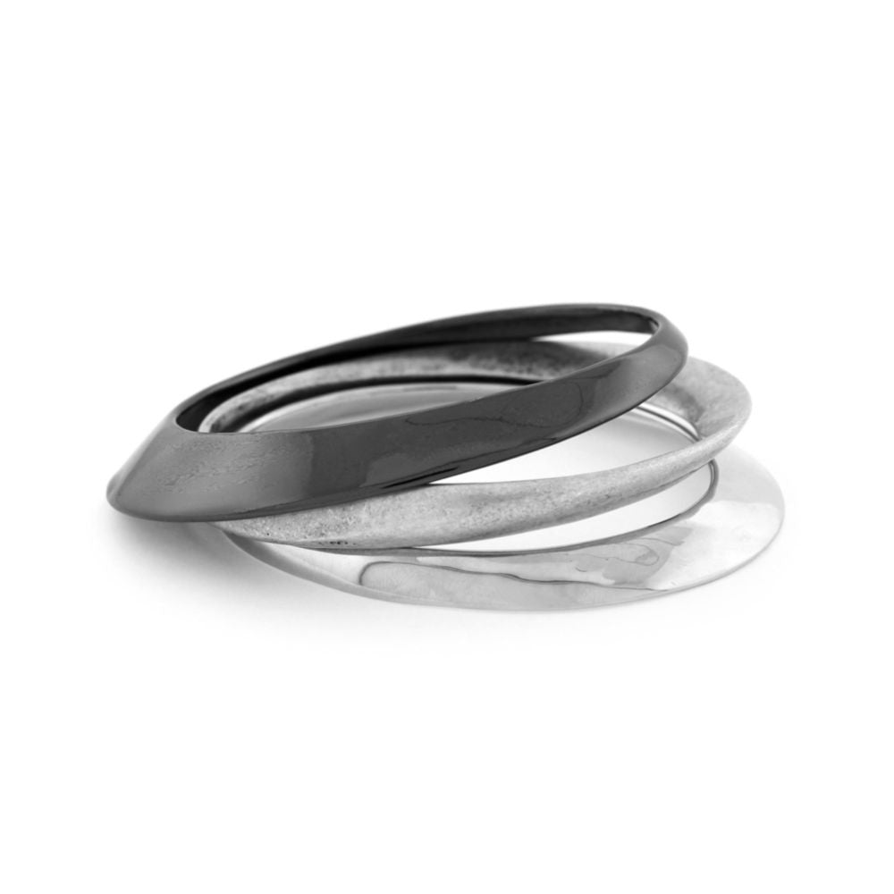 BCBGeneration Silver Tone 3 Piece Bangle Set side view