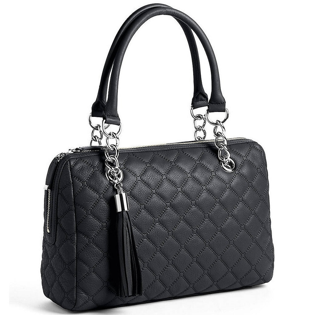 Calvin Klein Black Quilted Leather Satchel