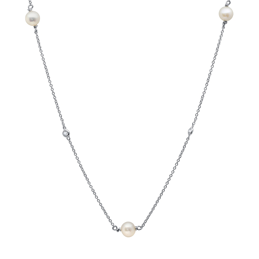 CRISLU Freshwater Pearl on Platinum Sterling Silver Necklace